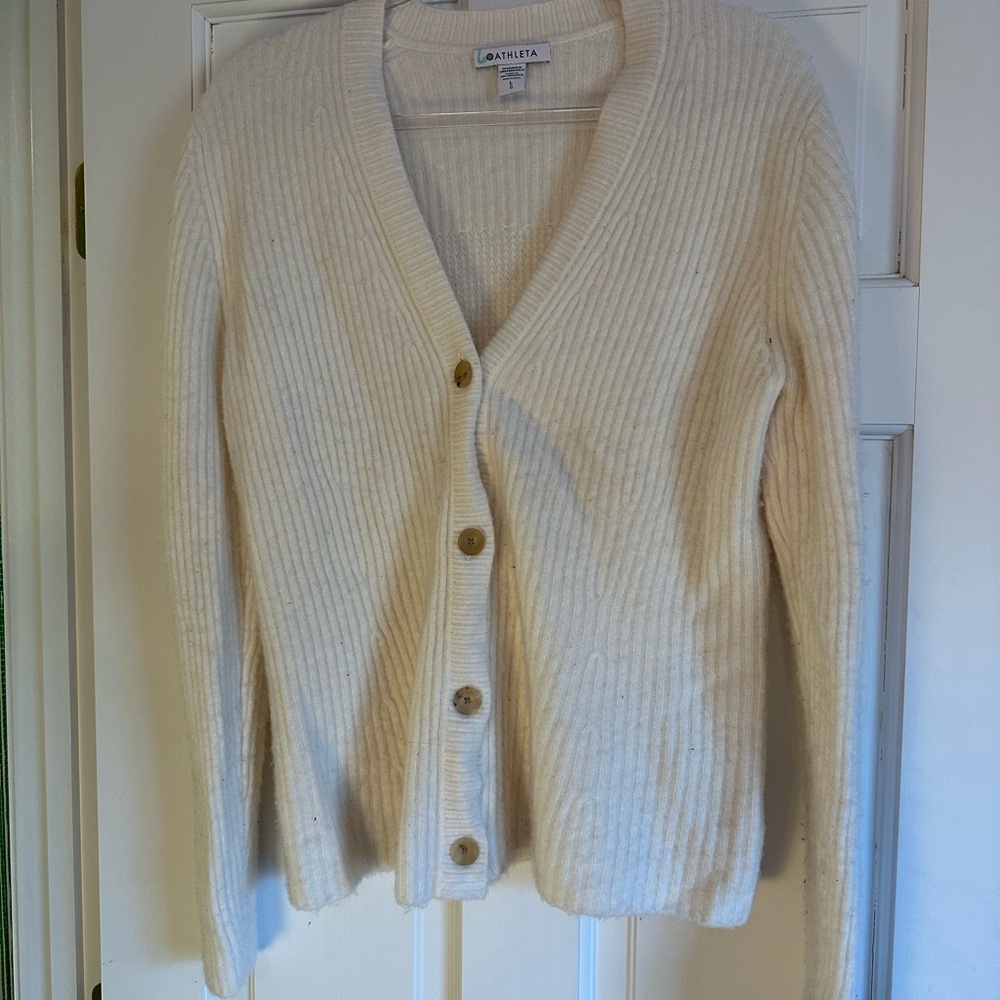 Athleta Cream Button-Up Women's Sweater size large